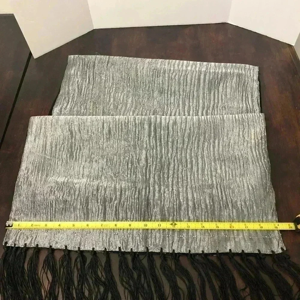 Women's‎ Reversible Wrap Silver and Black with Fringe One Size
